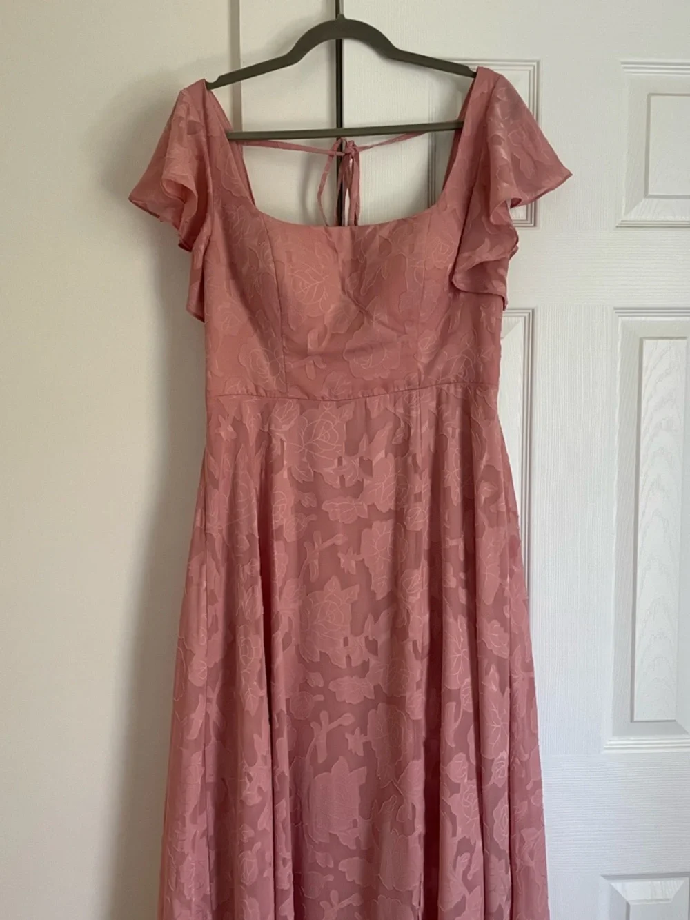 Azazie Bondi Rosette A-Line Side Slit Floral Burnout Dress - Size 12 - Picture 6 of 16